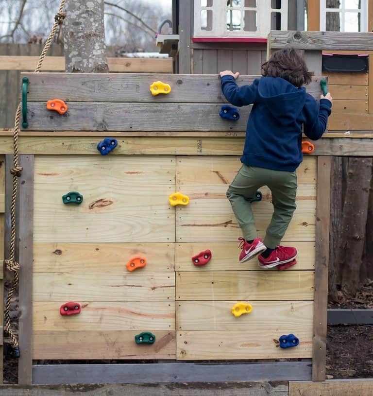 Easy DIY Kids Climbing Wall for a Treehouse