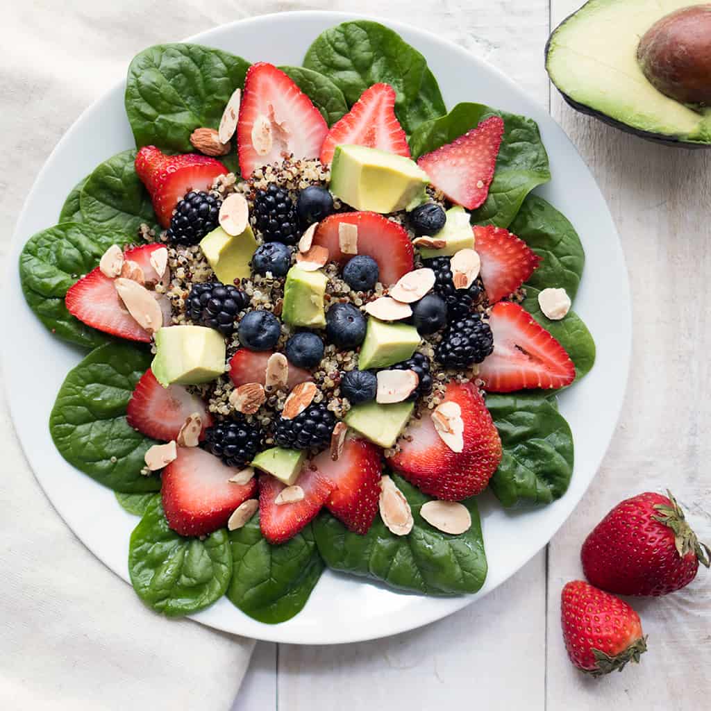 Vegan Berry Quinoa Spinach Salad