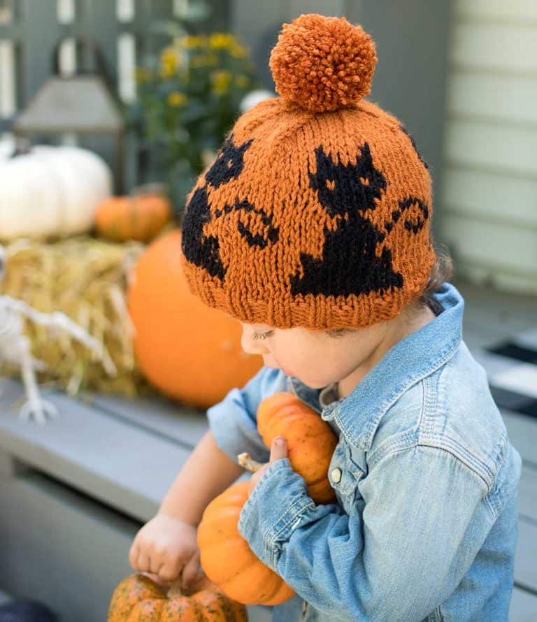 Kids Black Cat Hat Knitting Pattern (Easy Colorwork Halloween Hat)