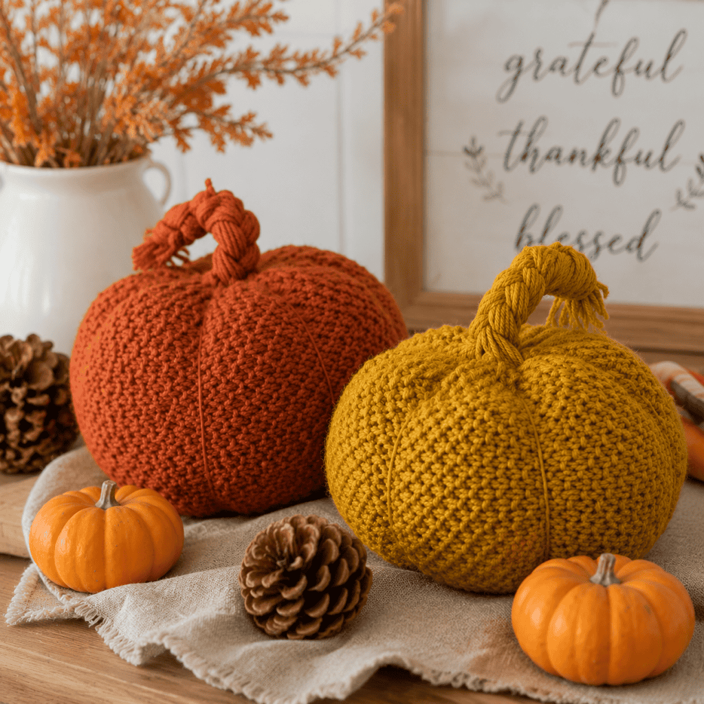 Easy Flat Knit Seed Stitch Pumpkin Knitting Pattern (Beginner-Friendly Fall Decor)