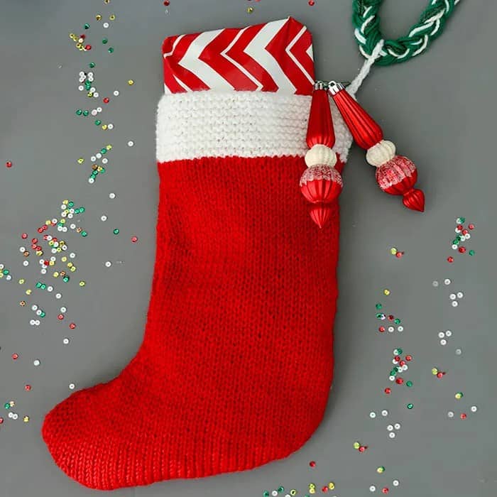 Flat Knit Christmas Stocking Knitting Pattern