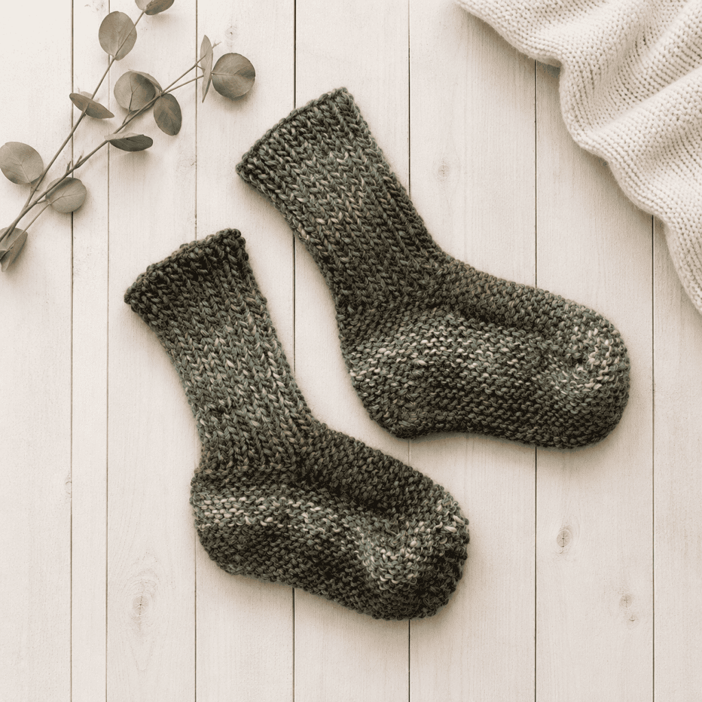 Easy Slipper Socks Knitting Pattern (Beginner-Friendly + Knit Flat on Straight Needles)