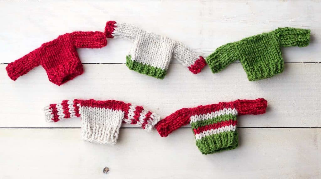 Flat Knit Mini Christmas Sweater Ornament Knitting Pattern