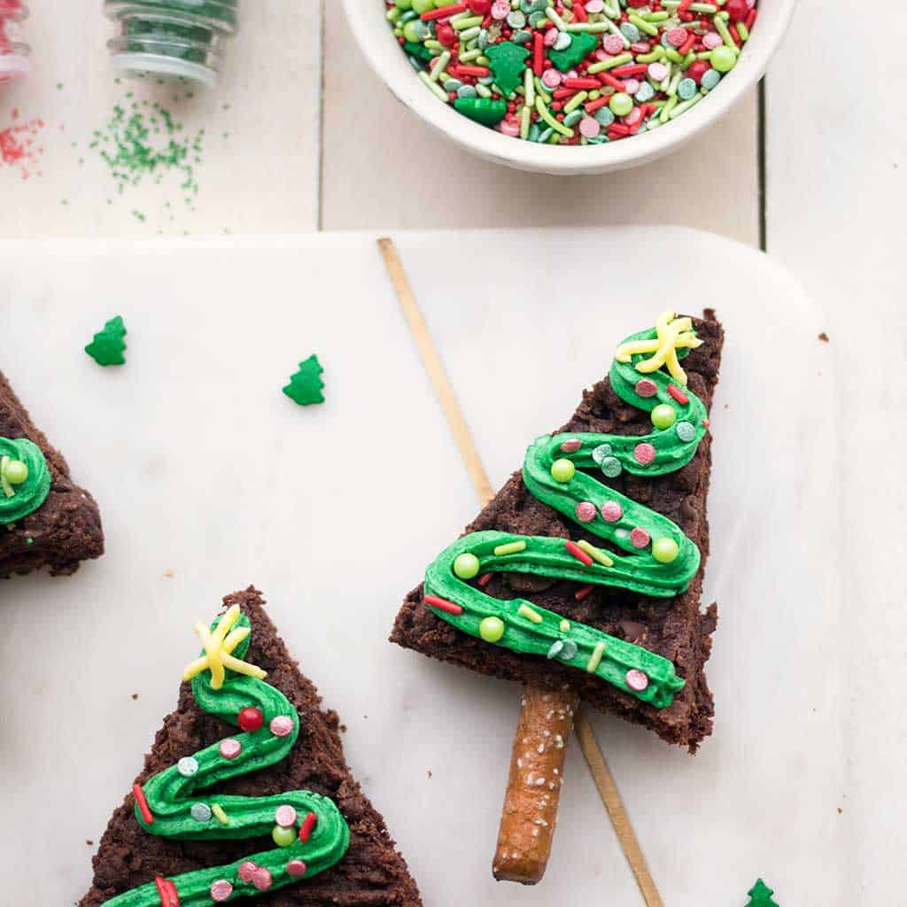 Vegan Christmas Tree Brownies