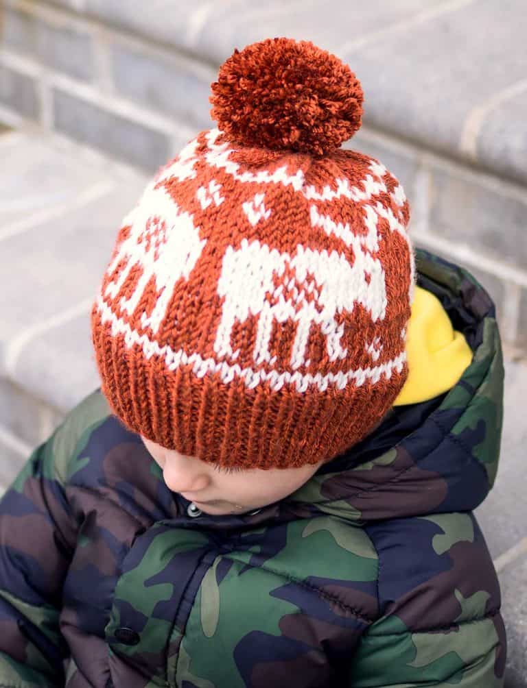Fair Isle Moose Hat Knitting Pattern