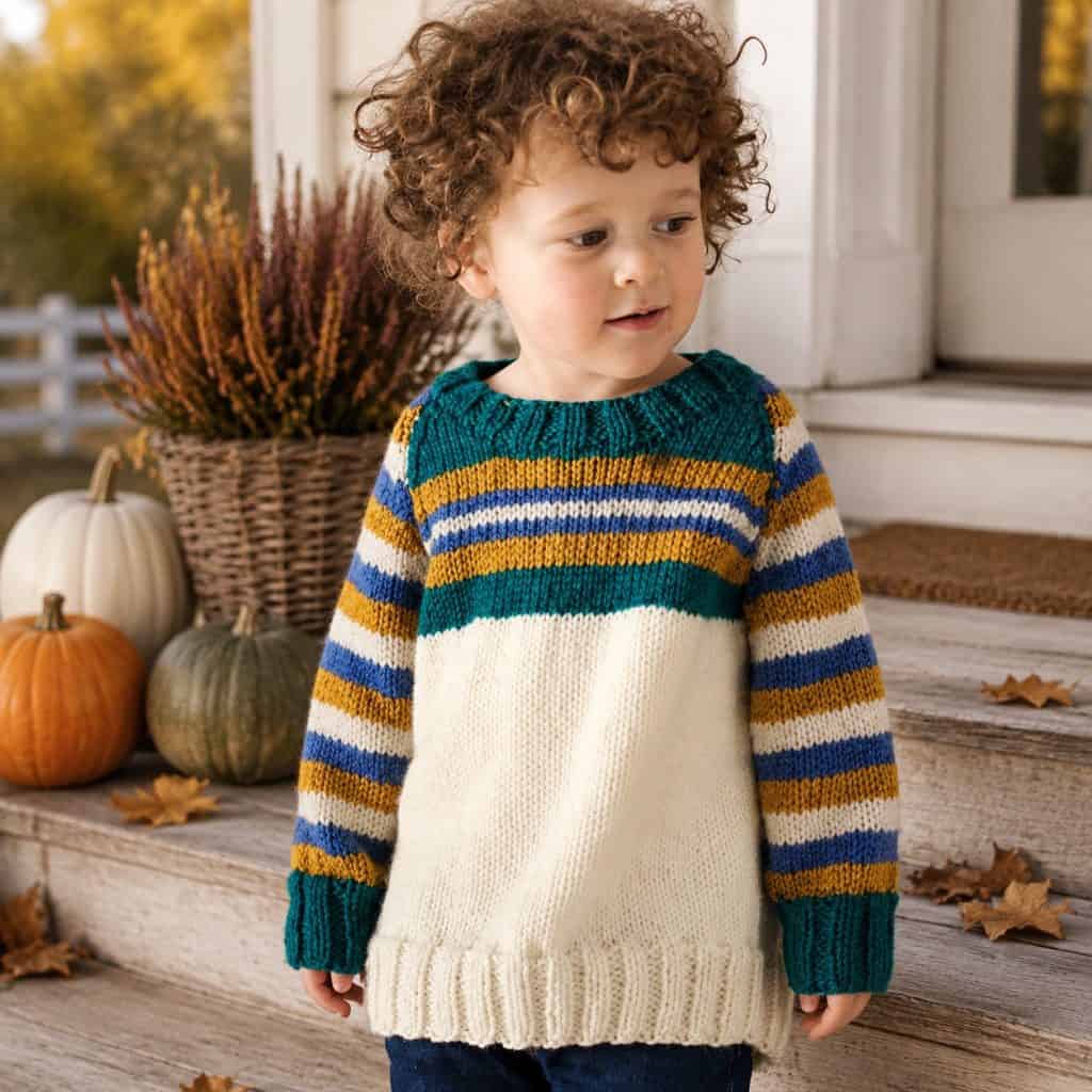 Easy Kids Raglan Sleeve Sweater Knitting Pattern (Beginner-Friendly Pullover)