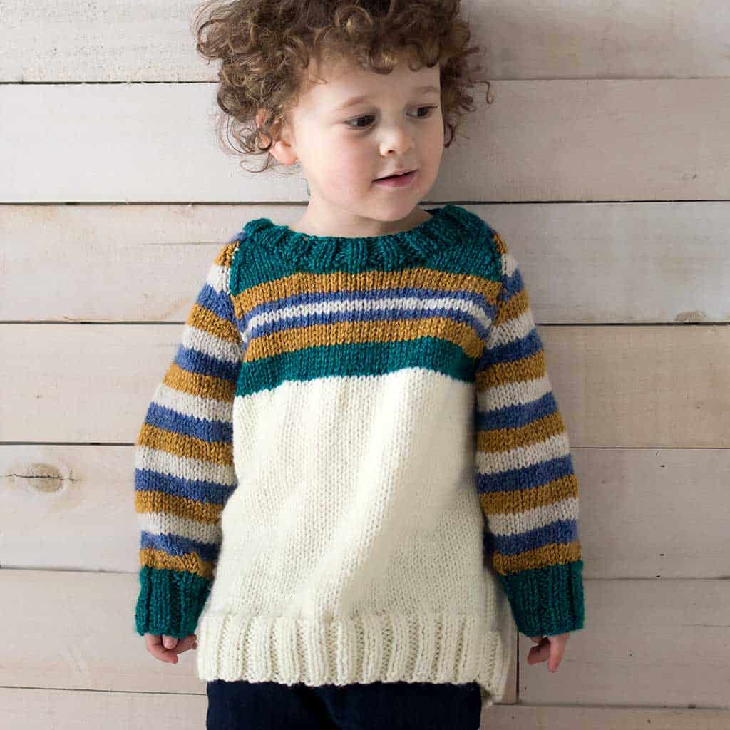 Kids Easy Raglan Sleeve Sweater Knitting Pattern