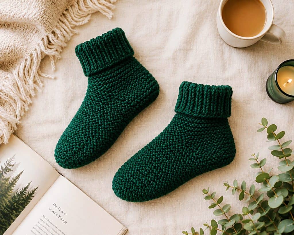 Easy Straight Needle Slippers Knitting Pattern (Beginner-Friendly & Cozy)