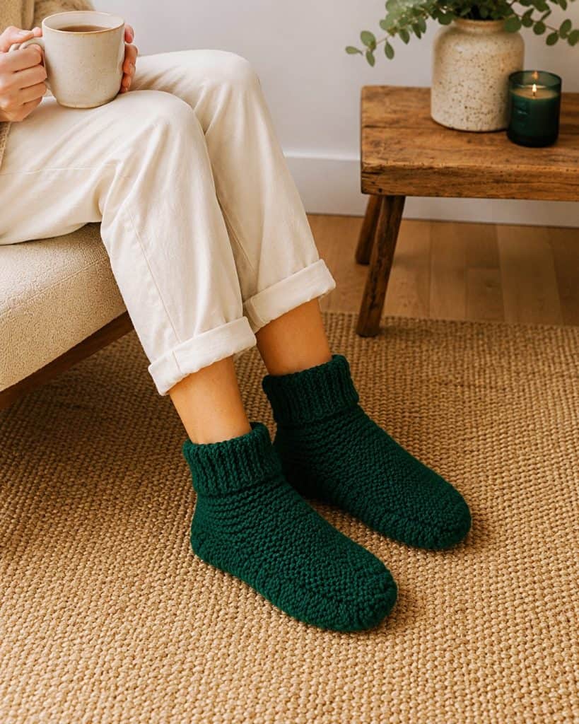 Easy Straight Needle Slippers Knitting Pattern (Beginner-Friendly & Cozy)