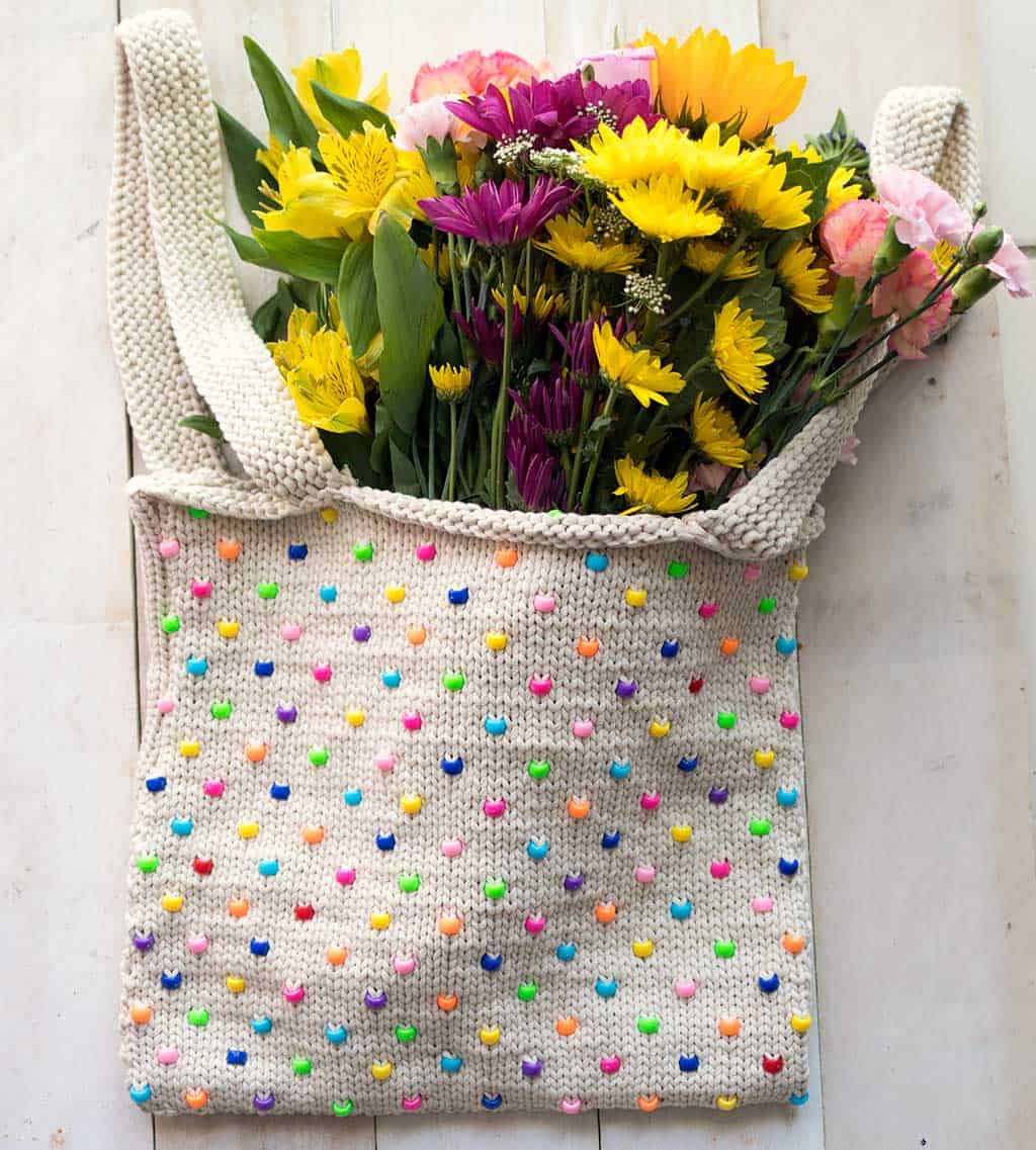 Easy Beaded Tote Knitting Pattern