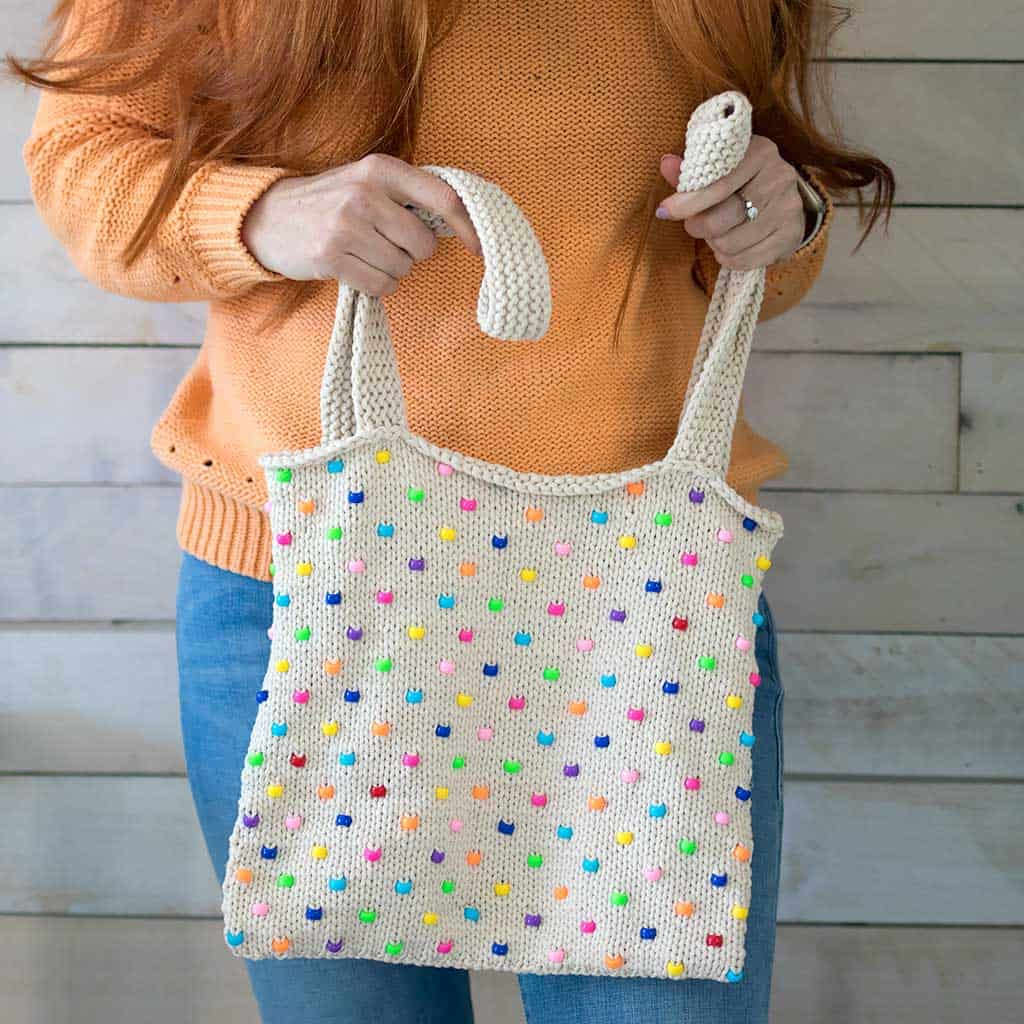 Easy Beaded Tote Knitting Pattern