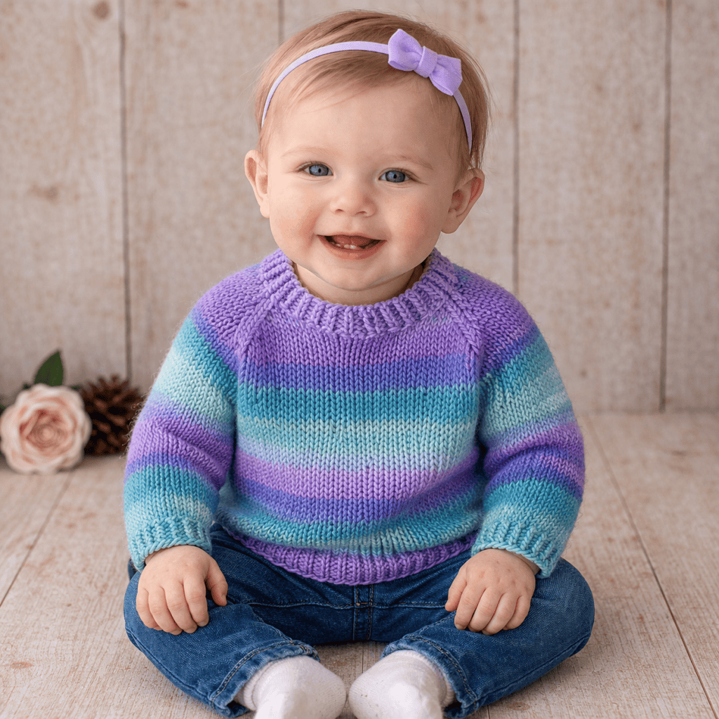 Easy Top-Down Baby Sweater Knitting Pattern (Confident Beginner to Intermediate, Seamless Design)