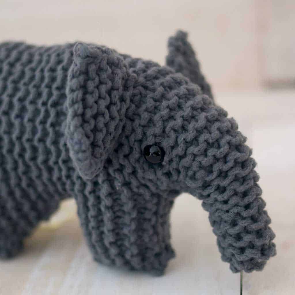 Flat Knit Plush Elephant Knitting Pattern