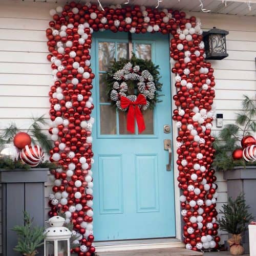 DIY Outdoor Christmas Ornament Arch for Doors