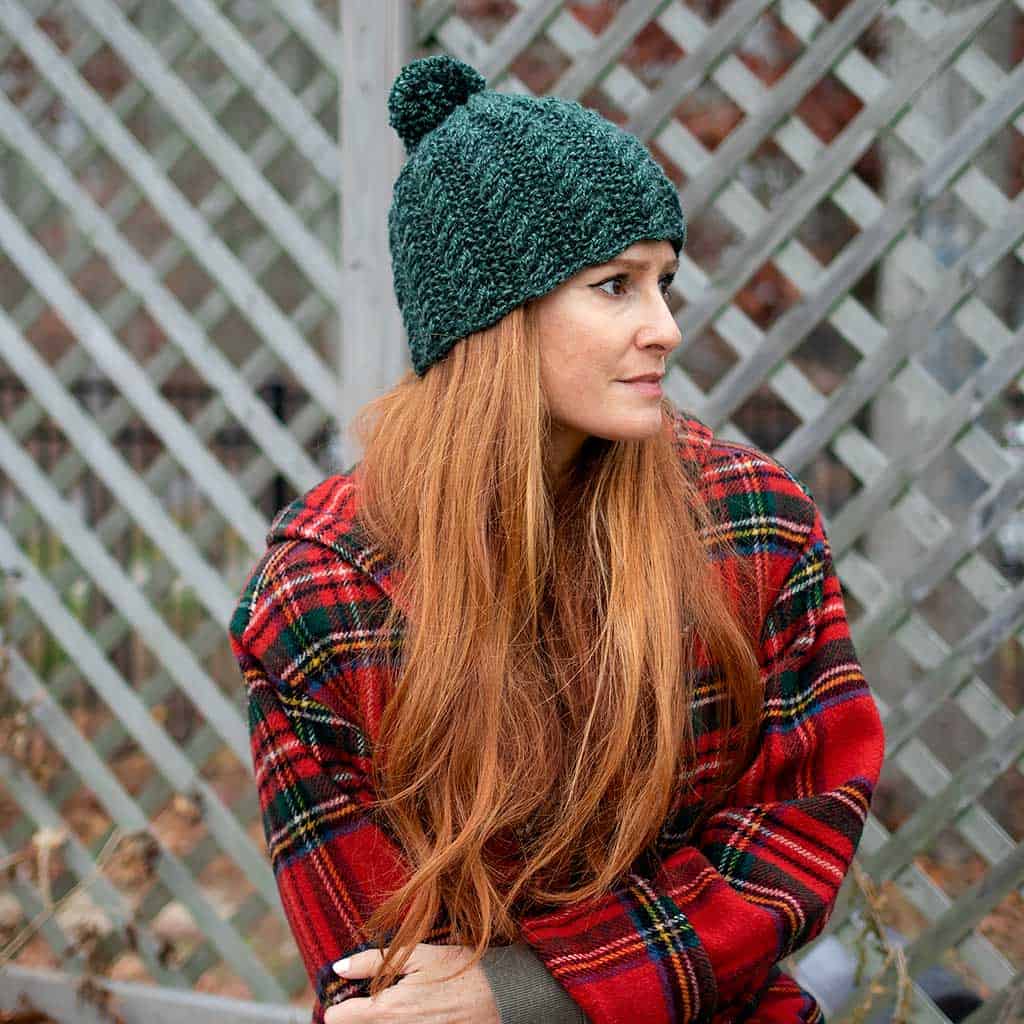 Easy Flat Knit Cable Hat