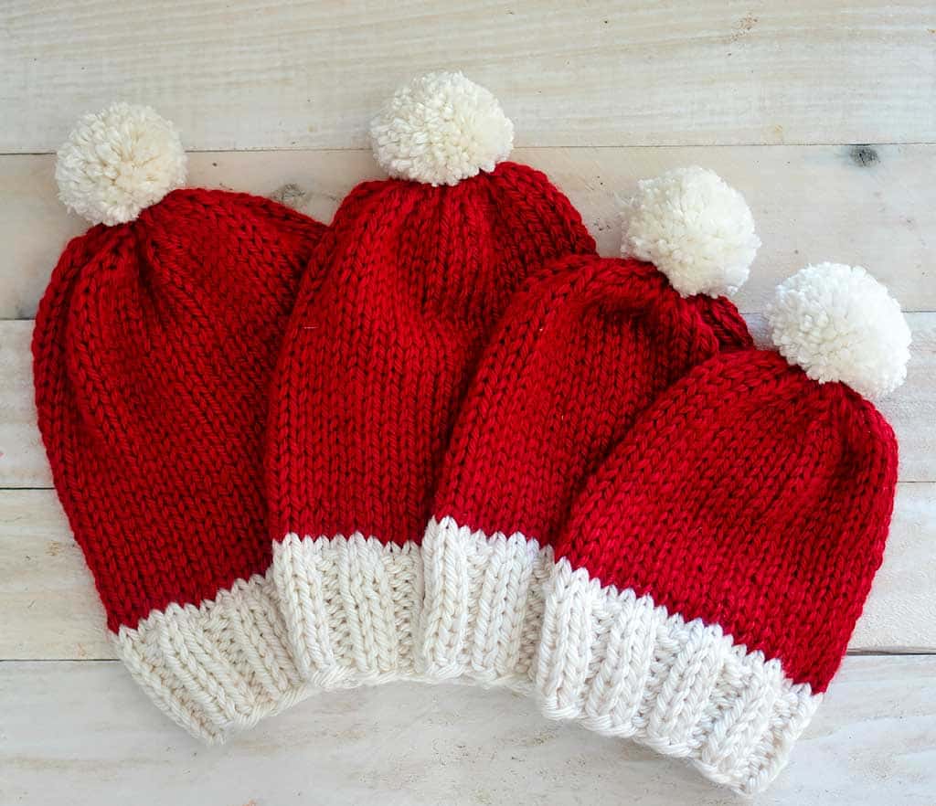 Family Santa Hats Knitting Pattern