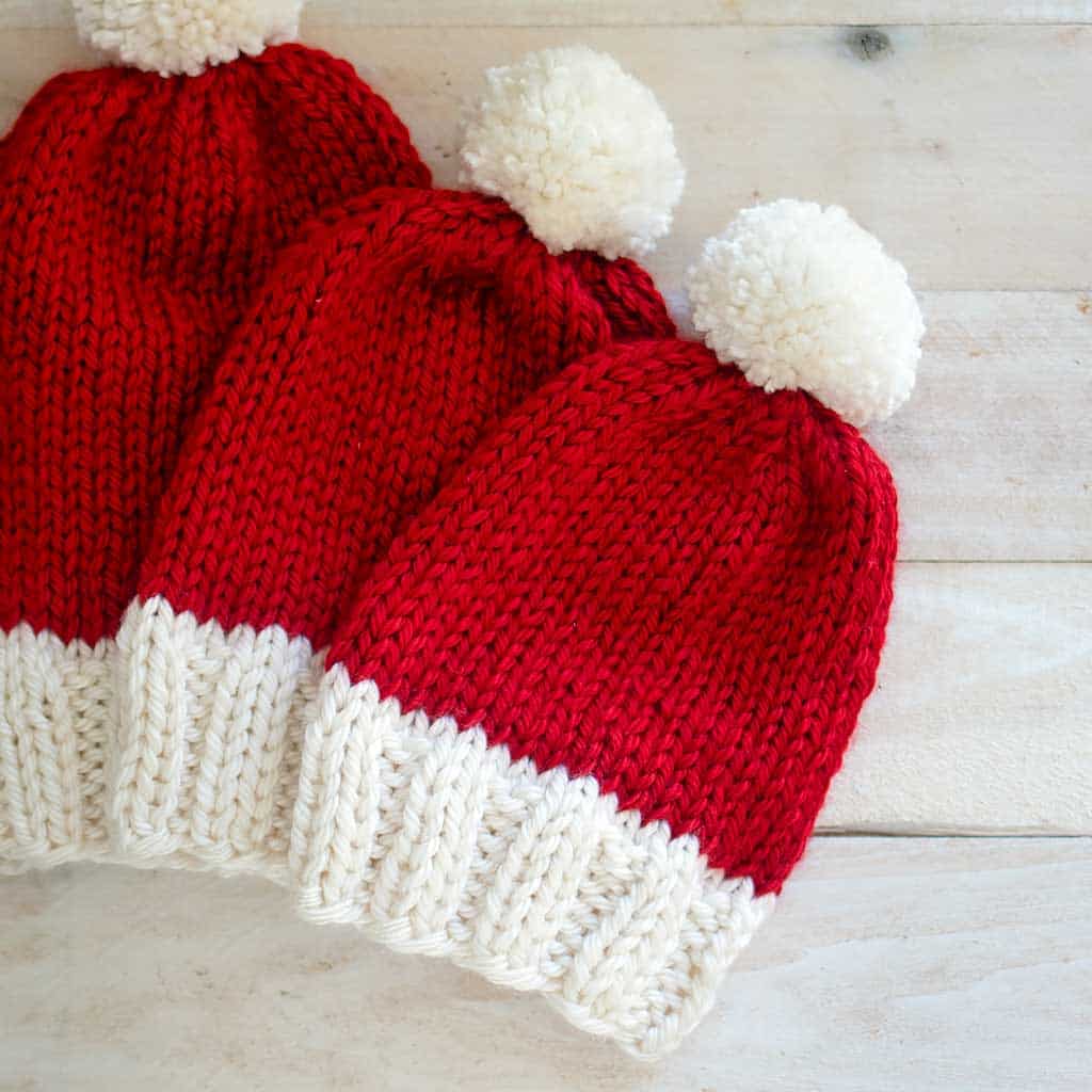 Family Santa Hats Knitting Pattern