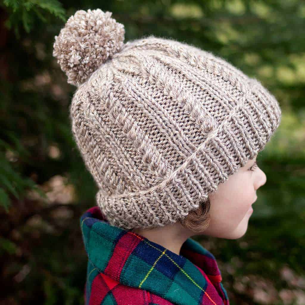 Kids Flat Knit Cable Hat