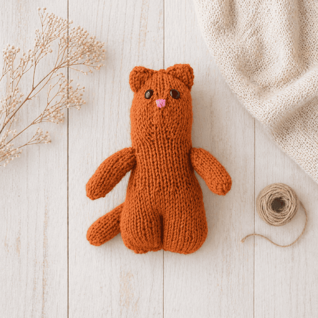 Beginner Flat Knit Cat Knitting Pattern (Easy, Adorable + Made on Straight Needles)