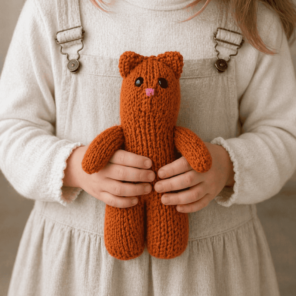 Beginner Flat Knit Cat Knitting Pattern (Easy, Adorable + Made on Straight Needles)