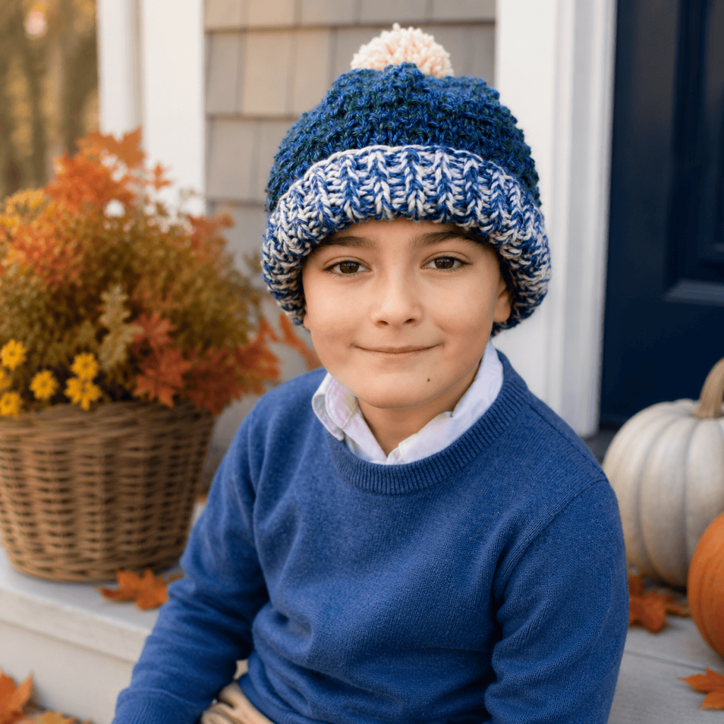Easy Kids Double Strand Knit Hat Pattern (Knit Flat on Straight Needles)