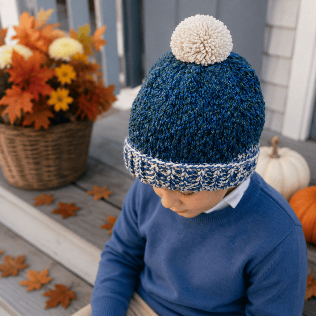 Easy Kids Double Strand Knit Hat Pattern (Knit Flat on Straight Needles)