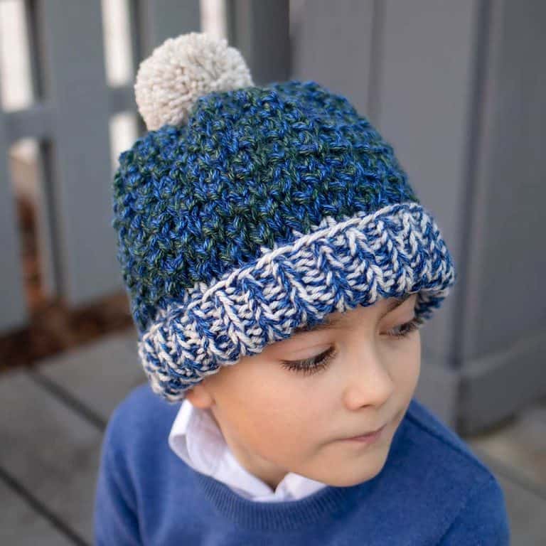 Kids Double Strand Knit Hat Knitting Pattern