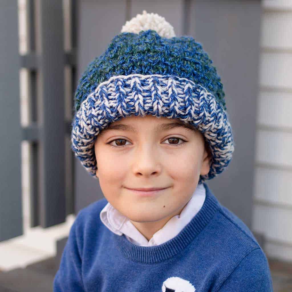 Kids Double Strand Knit Hat Knitting Pattern