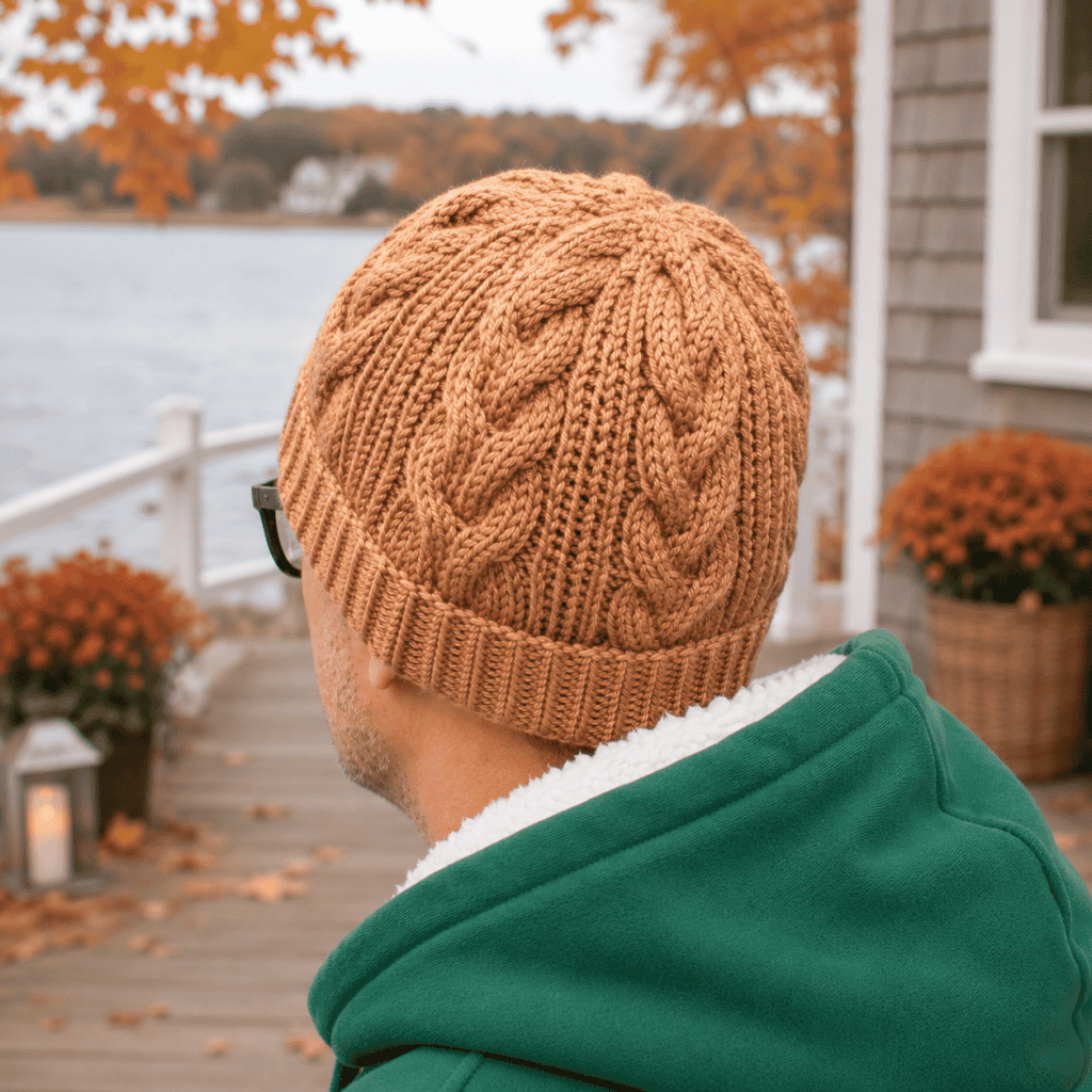 Men’s Cable Knit Hat Knitting Pattern (Cozy Classic Beanie Knit in the Round)