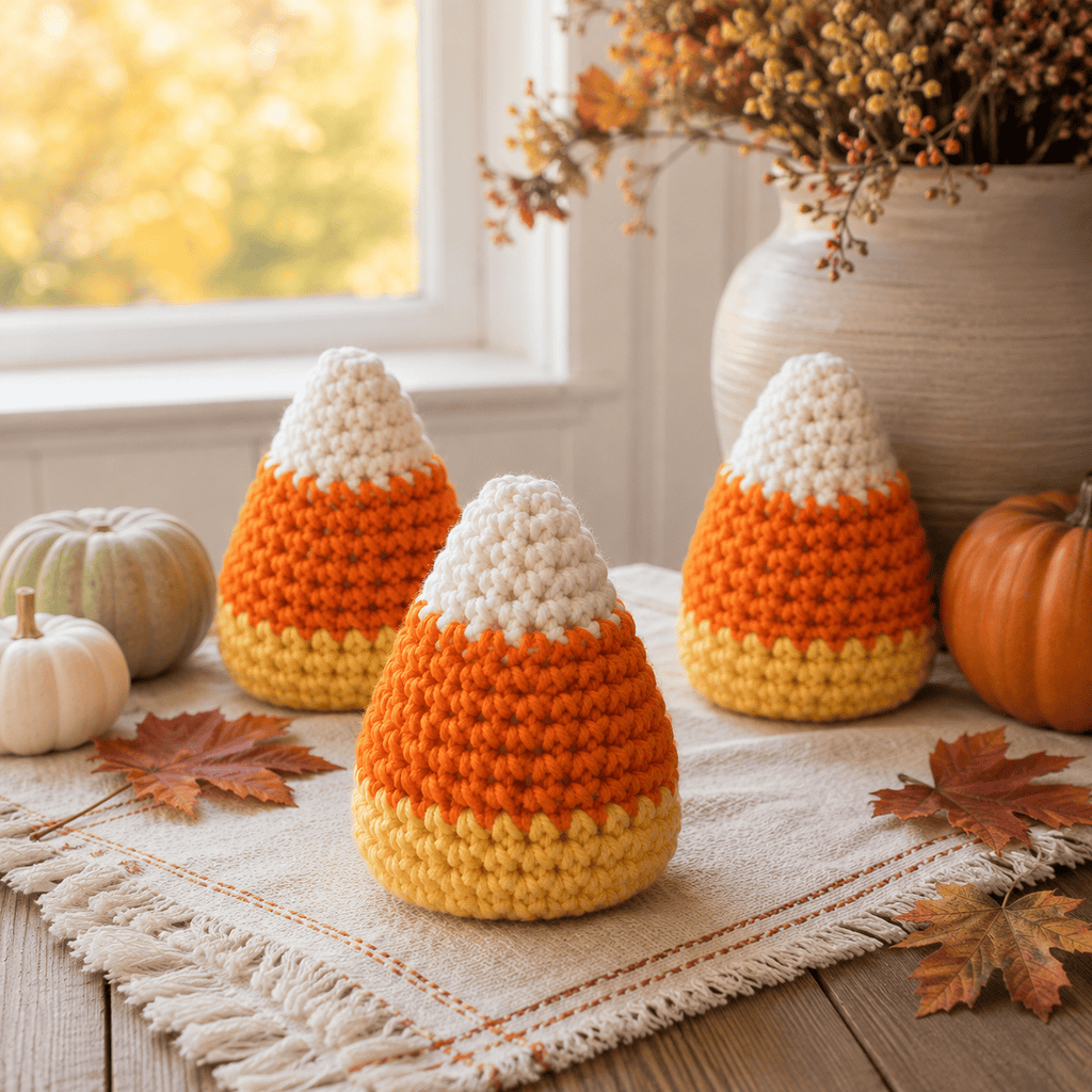 Easy Candy Corn Crochet Pattern (Cute Plush Halloween Decor)