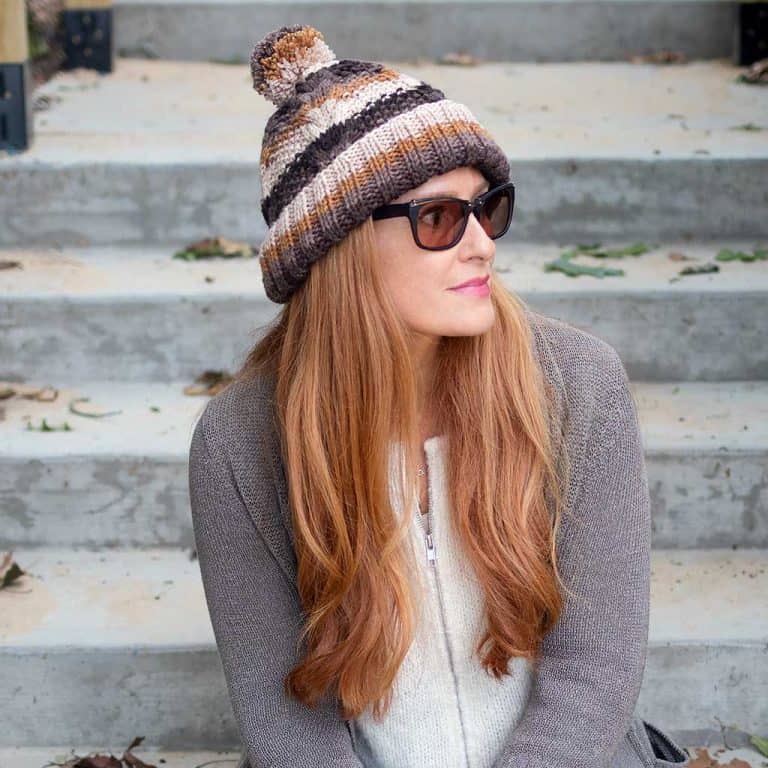 Stripe Cable Hat Knitting Pattern