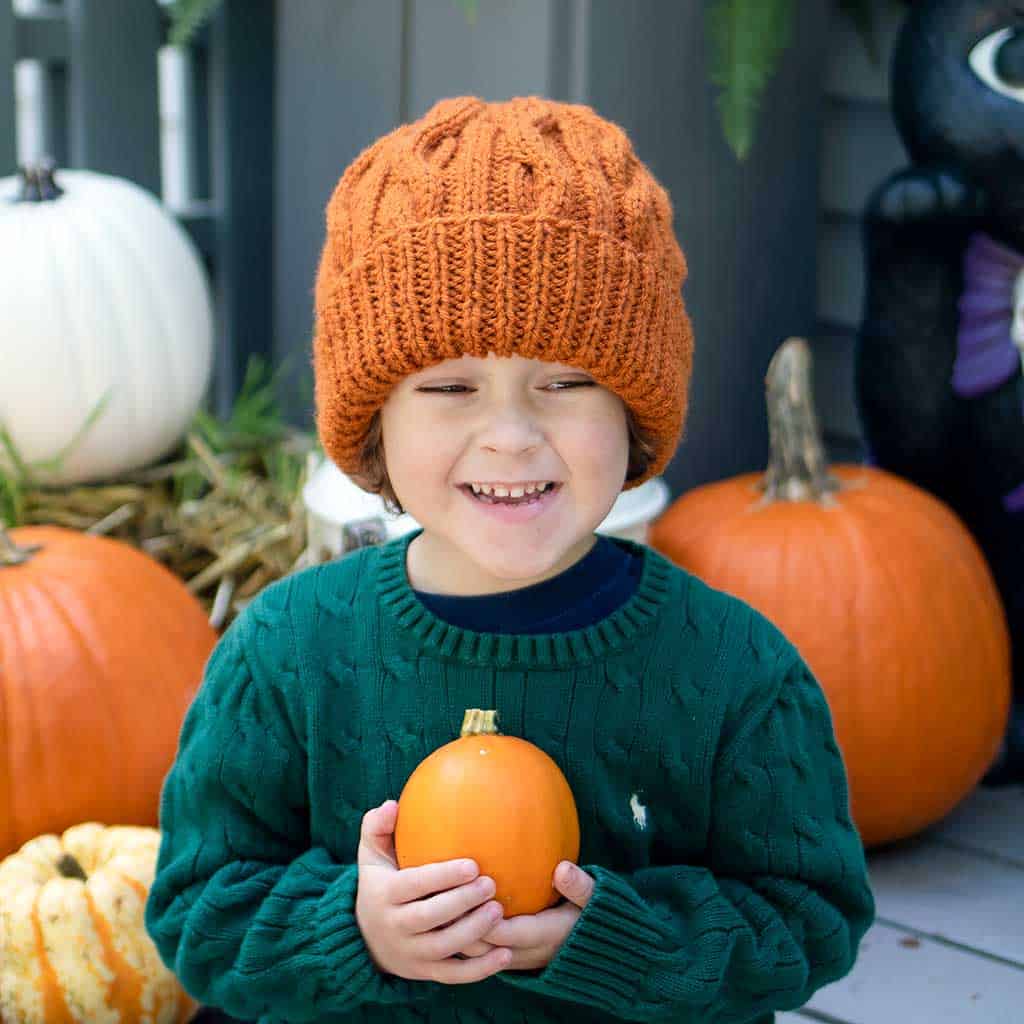 Easy Kids Flat Knit Cable Hat