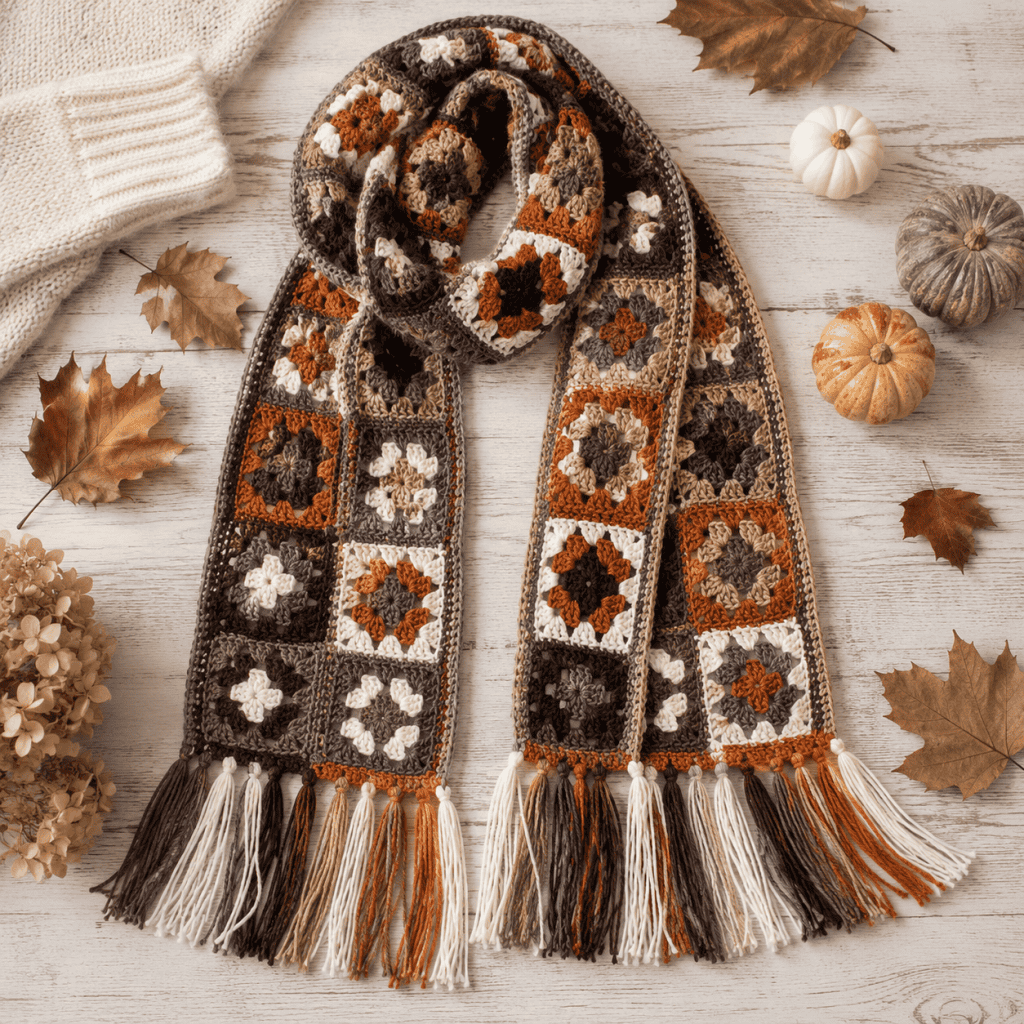Easy Granny Square Scarf Crochet Pattern (Beginner-Friendly & Cozy Fall Wrap)