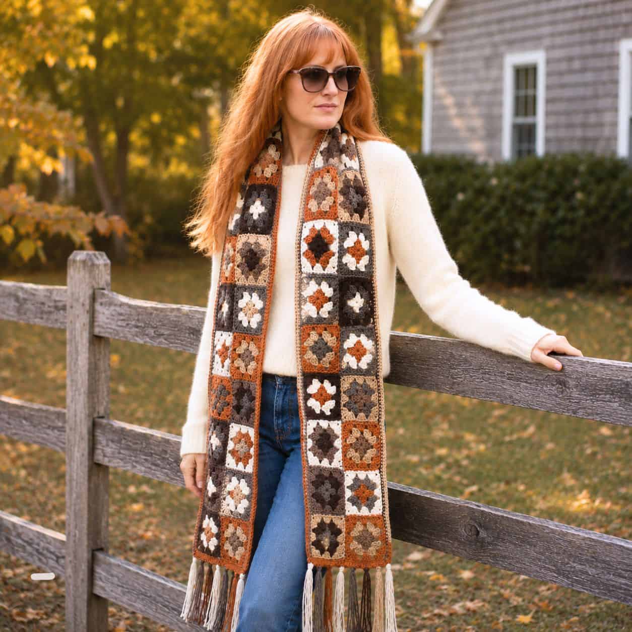 Easy Granny Square Scarf Crochet Pattern (Beginner-Friendly & Cozy Fall Wrap)