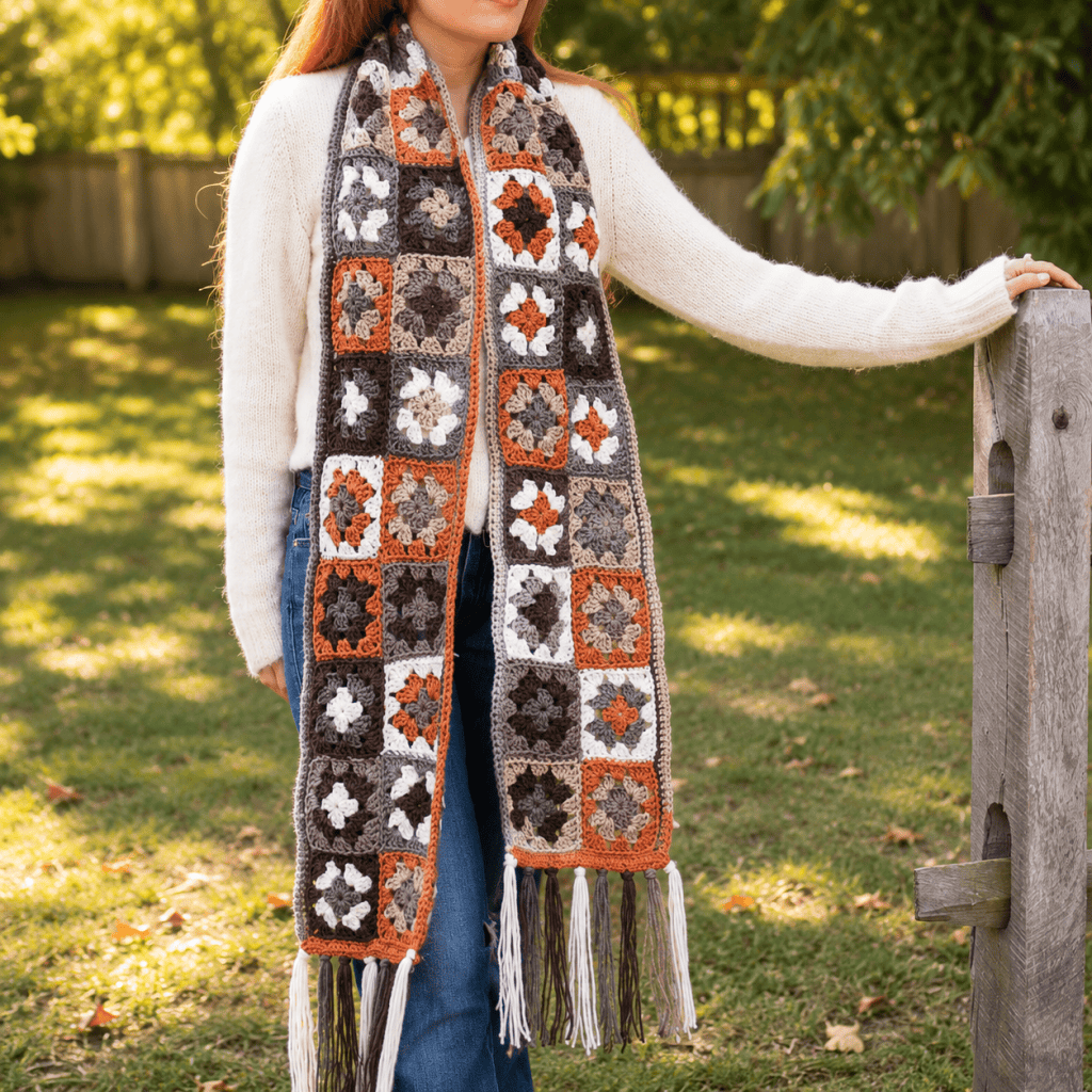 Easy Granny Square Scarf Crochet Pattern (Beginner-Friendly & Cozy Fall Wrap)