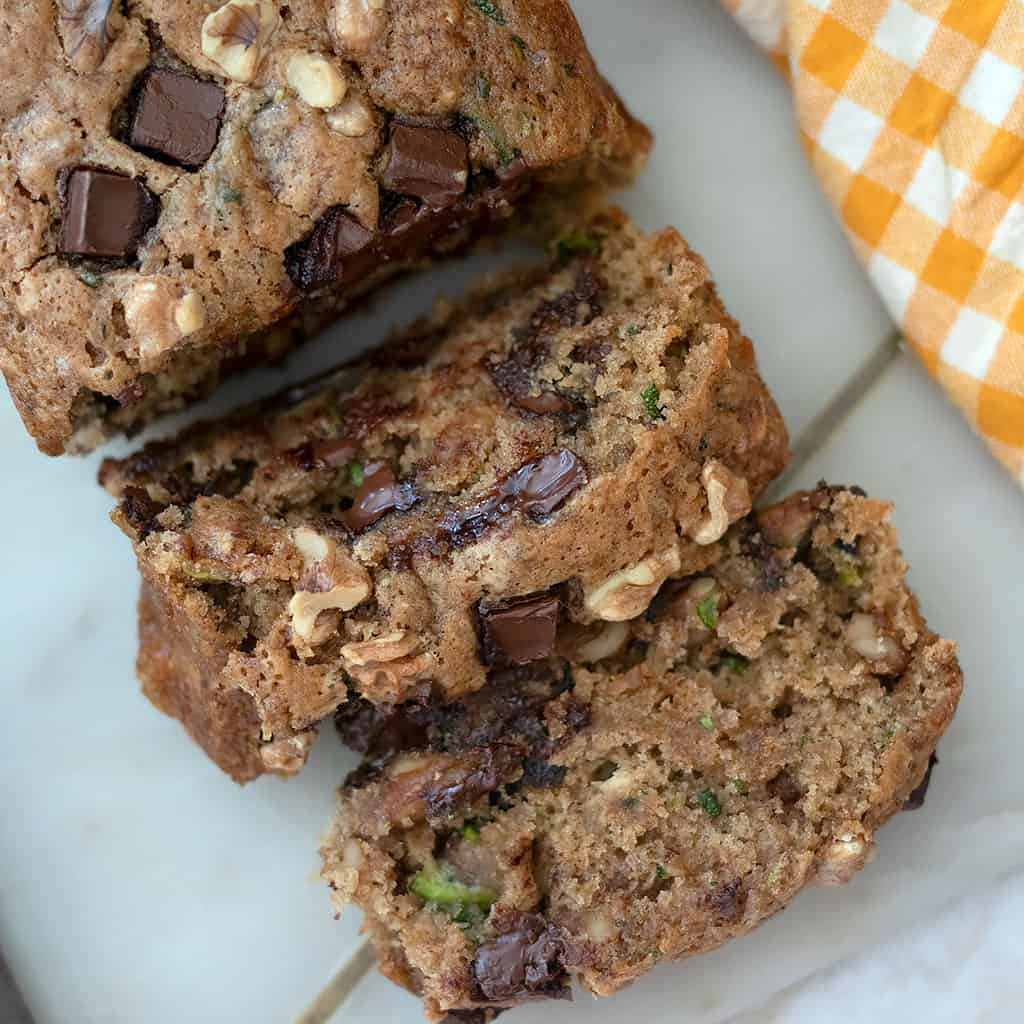 Vegan Chocolate Chip Walnut Zucchini Bread