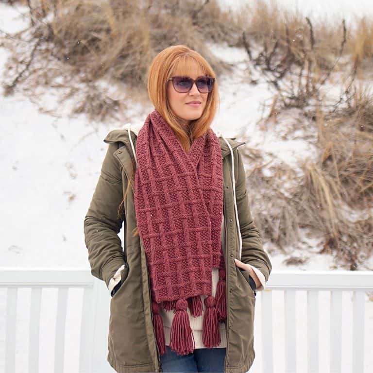 Lattice Seed Stitch Scarf Knitting Pattern