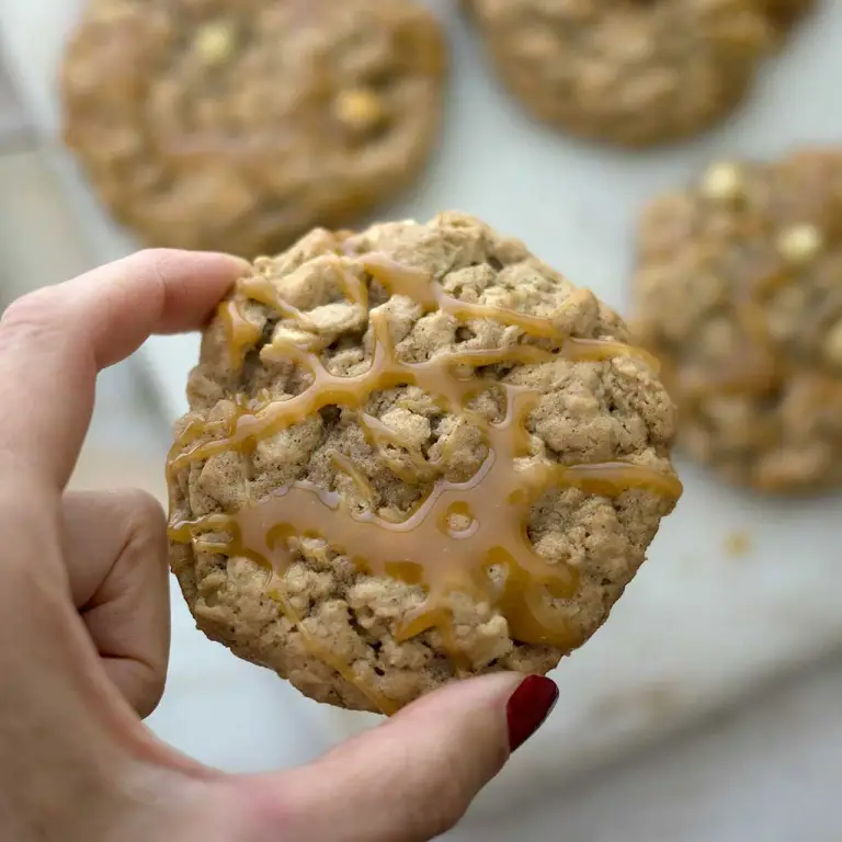 Vegan Salted Caramel Apple Oatmeal Cookies