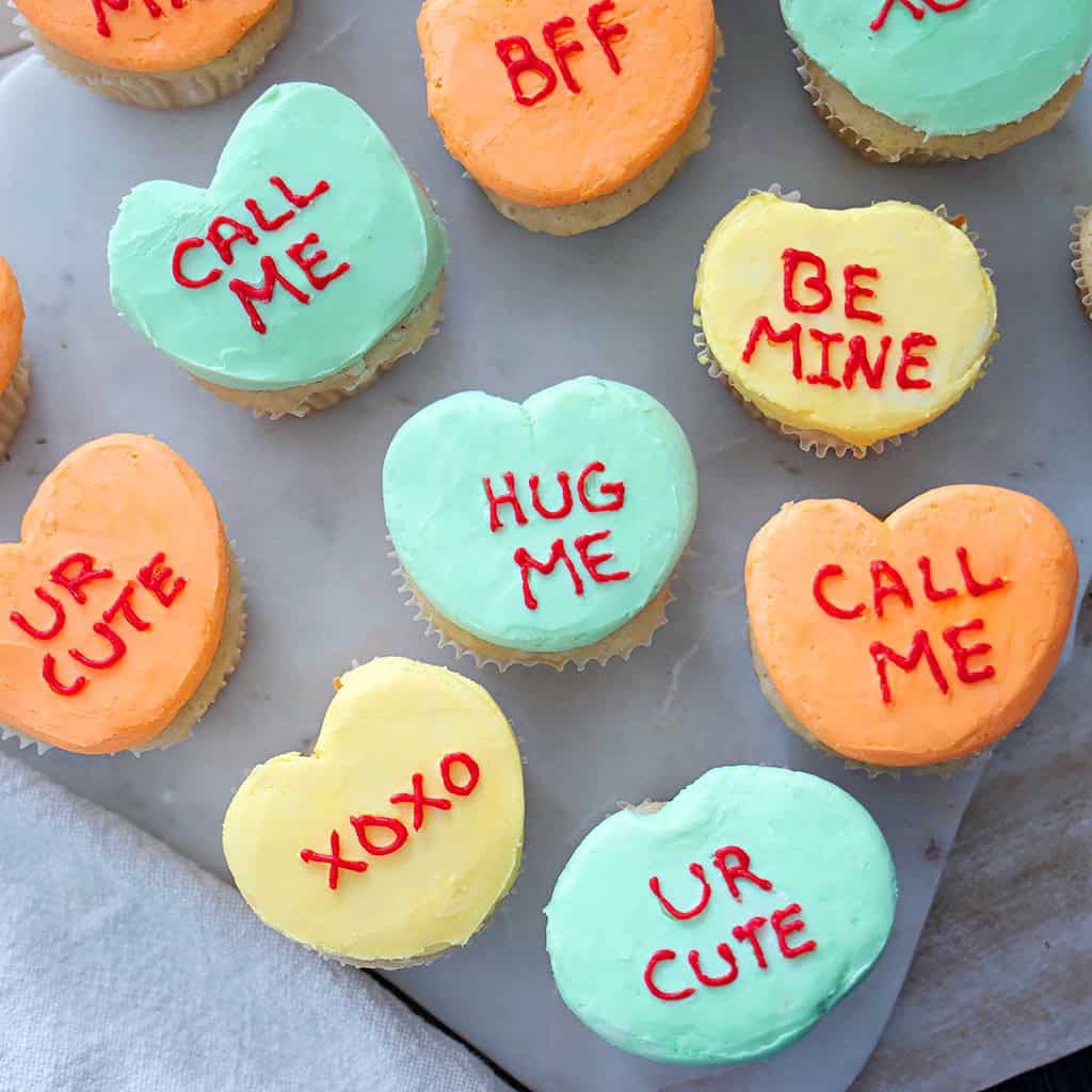 How to Make Conversation Heart Cupcakes