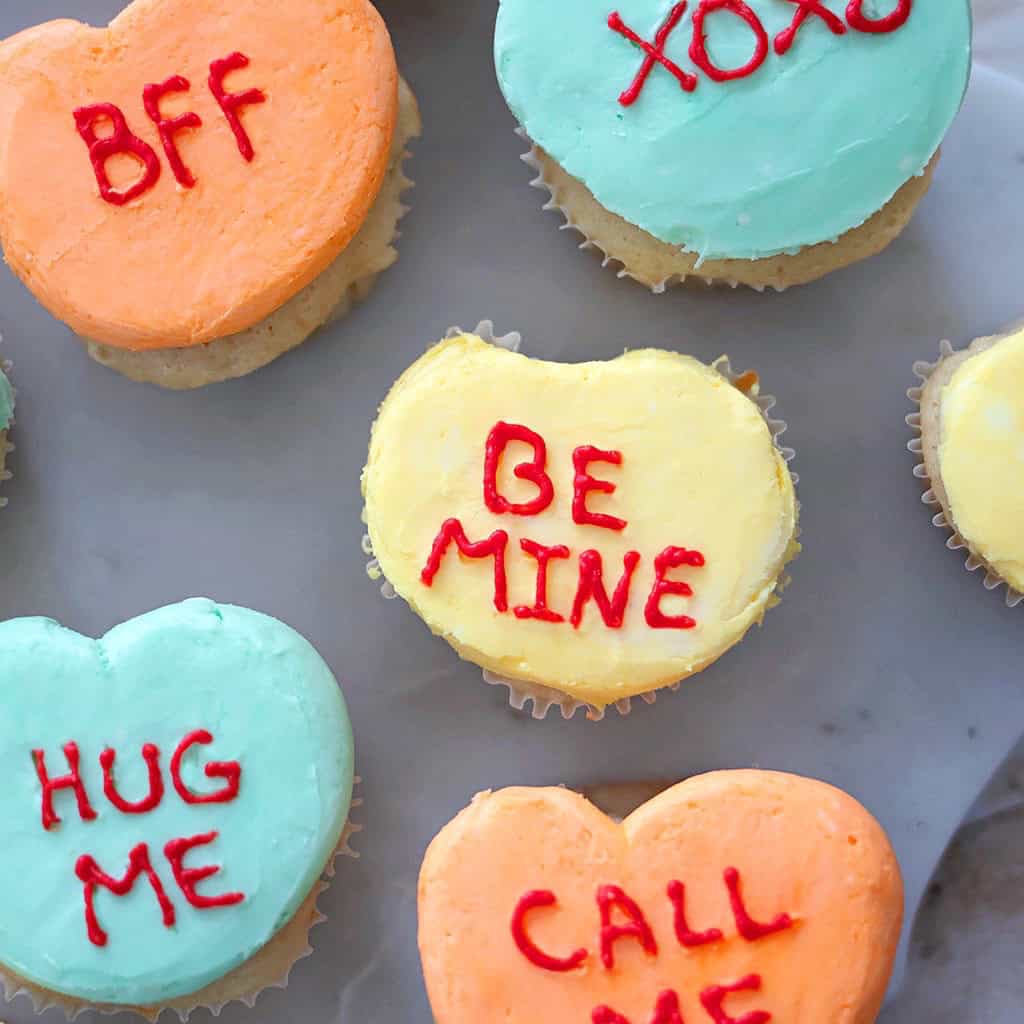 How to Make Conversation Heart Cupcakes