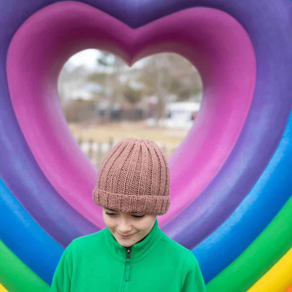 Beginner Kids Flat Knit Ribbed Hat Pattern