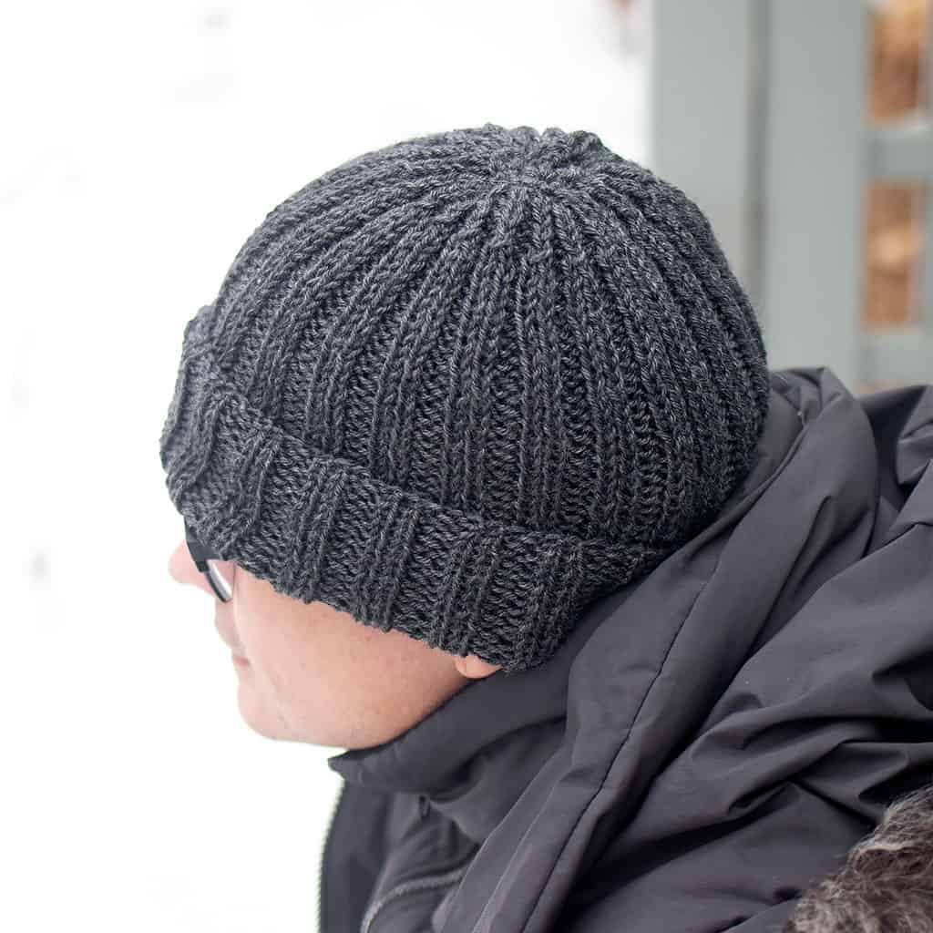 Beginner Mens Flat Knit Ribbed Hat Pattern