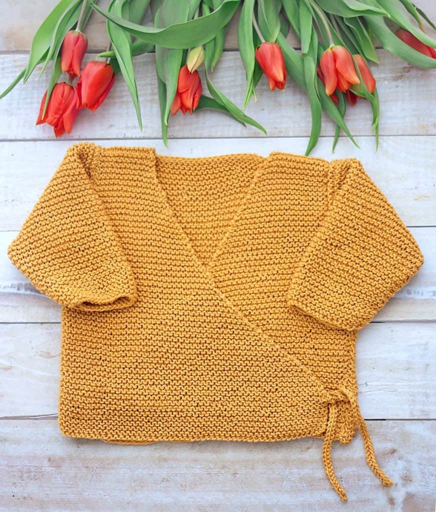 Garter Stitch Baby Wrap Sweater Knitting Pattern