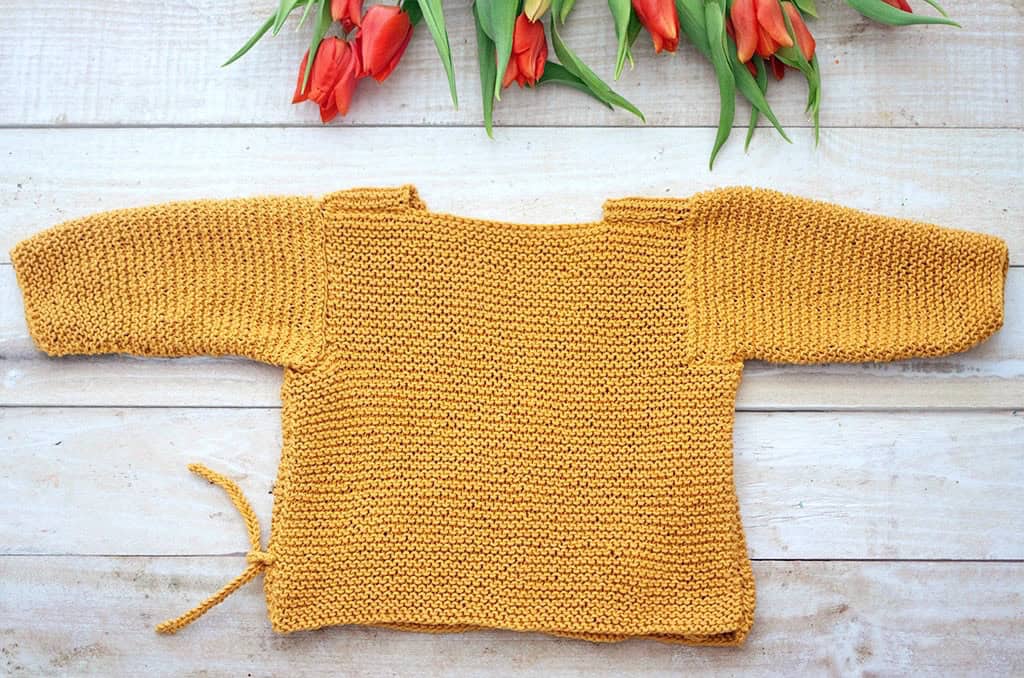 Garter Stitch Baby Wrap Sweater Knitting Pattern