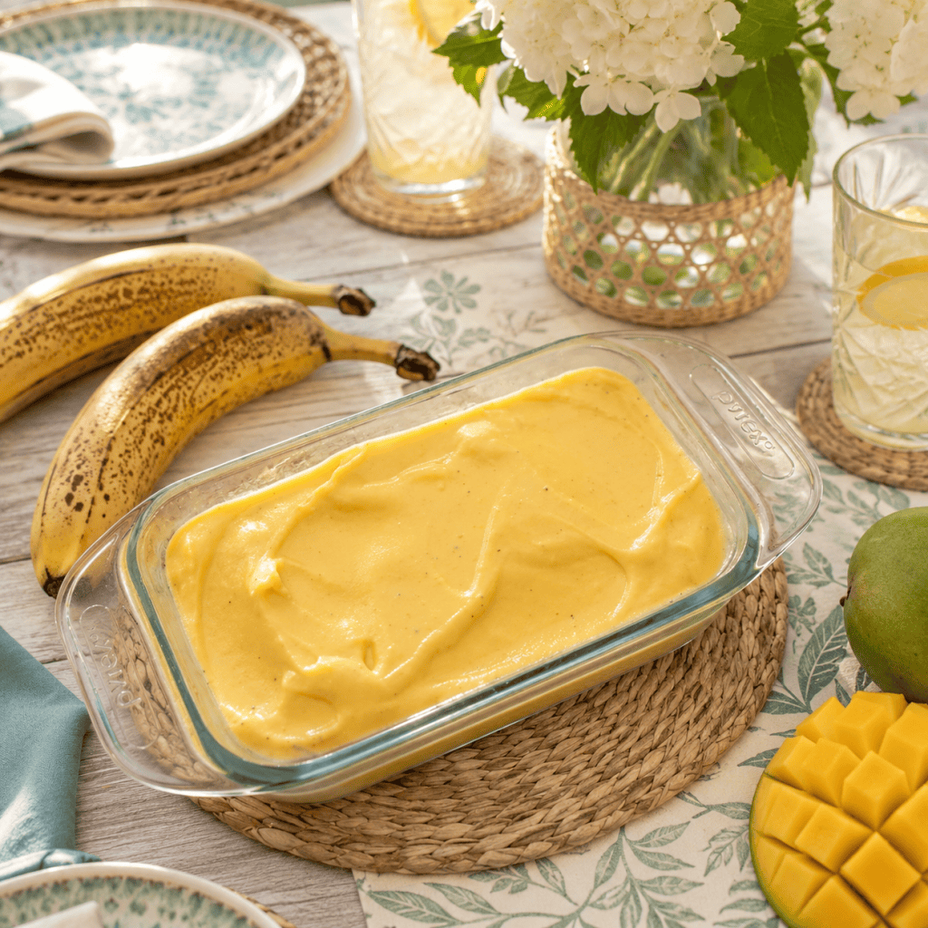 Easy 3-Ingredient Mango Banana Nice Cream (Healthy + Creamy Frozen Treat)