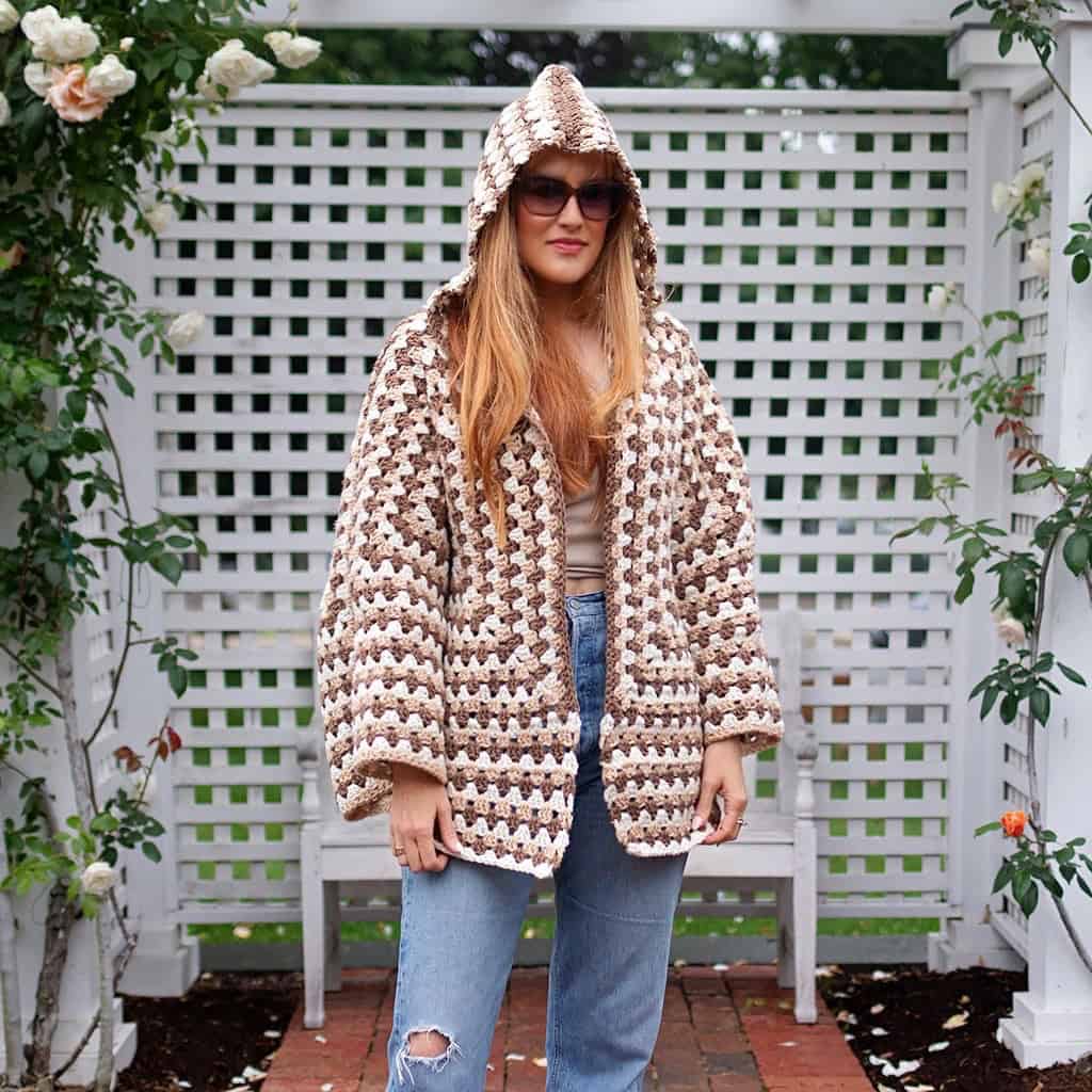 Hooded Crochet Hexagon Cardigan Pattern