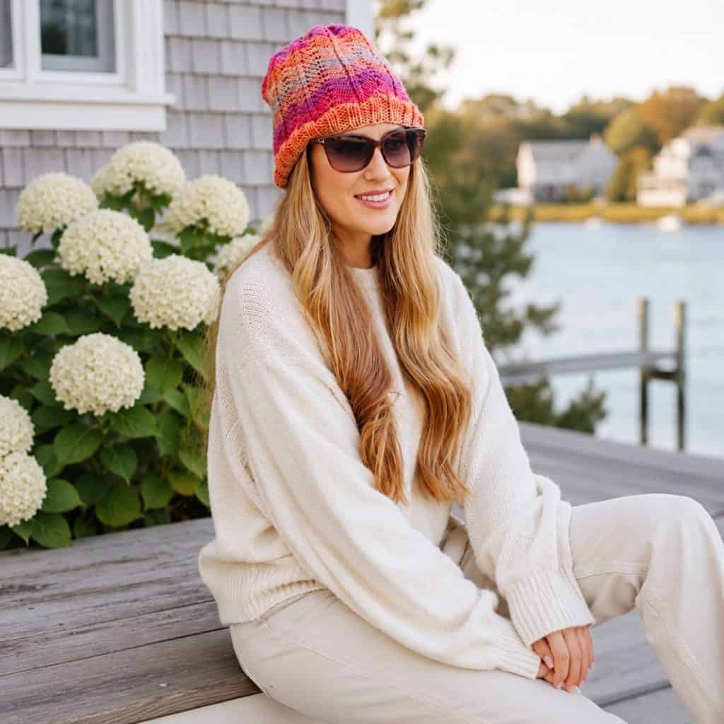 Women's Wave Knit Hat Pattern (Colorful Knit Beanie with a Beautiful Wave Stitch)