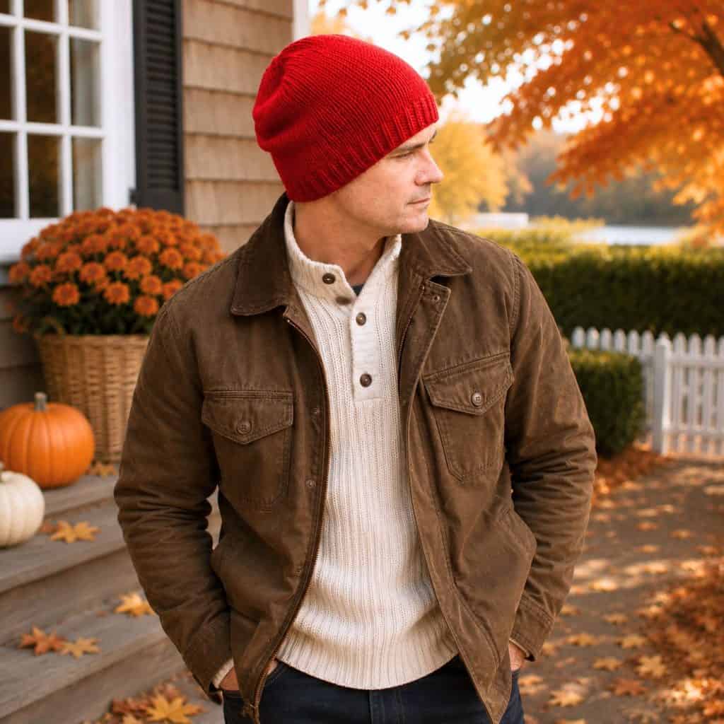 Men’s Flat Knit Slouch Hat Knitting Pattern – Easy Straight Needle Hat