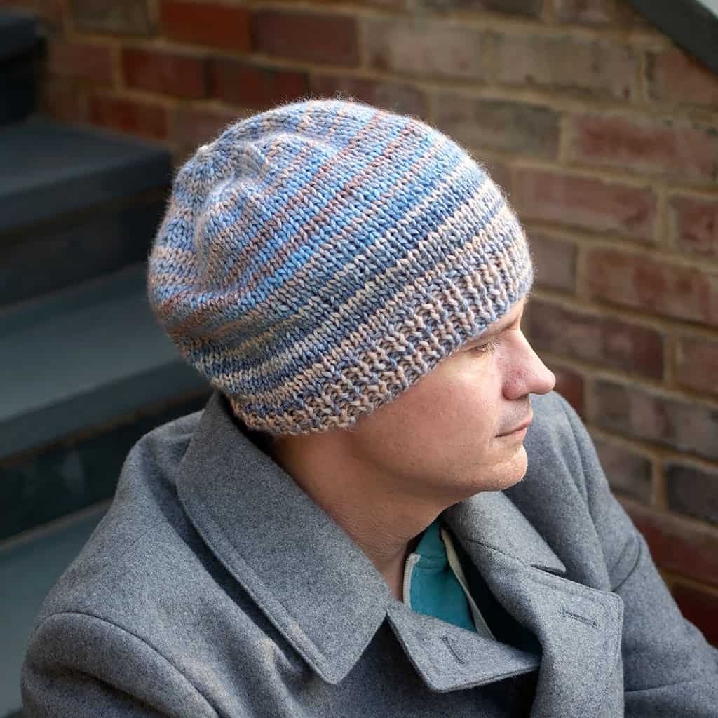 Mens Flat Knit Slouch Hat 
