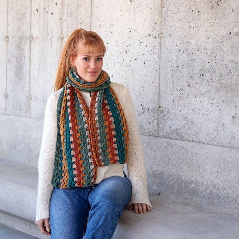 Leftover Yarn Granny Stripe Scarf Crochet Pattern